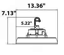 UFO LED High Bay 240/200/150W M. Sensor Ready 36000Lm 3/4/5K drawing