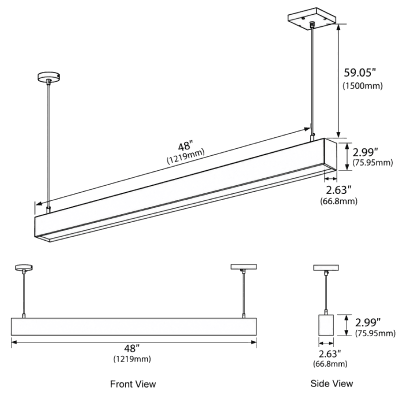 4FT Architectural LED Linear Light Up & Down 60/50/40/30/20W 5CCT drawing