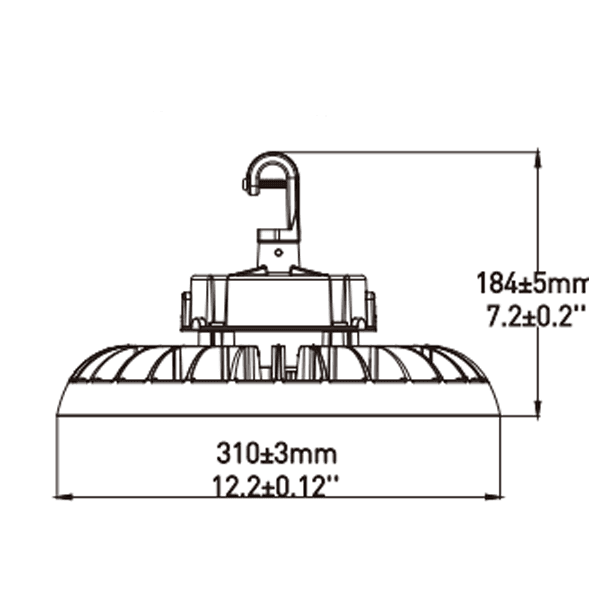 High Bay LED Lights 150-240W UFO W/Optional Plug-Play Occupancy Sensor drawing