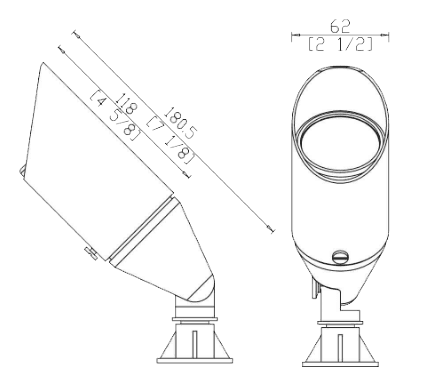 Precision Uplight Fixture - Solid Brass, Adjustable Glare Guard drawing