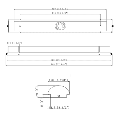 36" Nickel LED Vanity Bathroom Light: 30/40/5000K, 30W, 2100 Lumens drawing