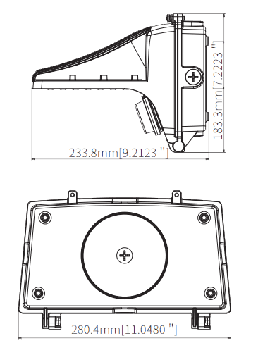 Full Cutoff Wall Pack Wattage Selectable with Built-In Photocell 120W/100W/80W/60W drawing