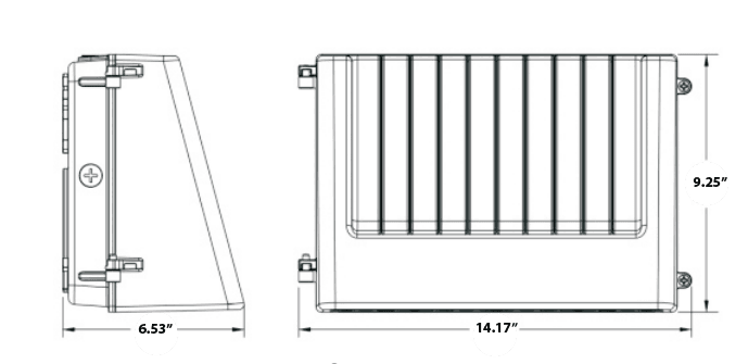 LED Wall Pack Light Full Cut-Off 80W 9974 Lm DLC 5000K drawing