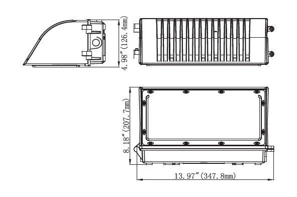 LED Wall Pack 70/56/42/28W Full Cut Off 3/4/5K 9800Lm Photocell drawing