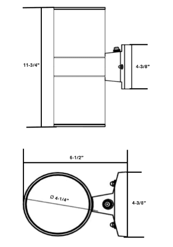 18W Black LED Cylinder Up and Down Wall Light 3CCT Dusk-to-Dawn Sensor drawing