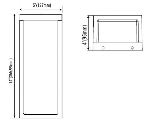 Outdoor LED Wall Sconce, 3K/4K/5K, 18/20/22W, 2619lm, IP66, 14"x5" drawing