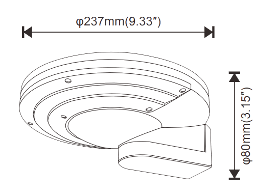 Solar Wall Pack, Wall Mount Smart Light Control 5W 560Lm Round drawing