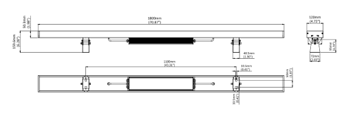 Linear 6 Ft Wall Washer RGBW 300W 14,400Lm IP67 DMX – Waterproof drawing