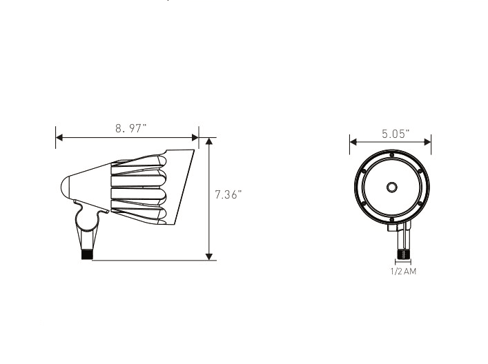 Led Outdoor Bullet Light 50/40/30W 6400Lm CCT Tunable 30K 40K 50K drawing