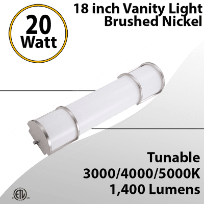 Bathroom Vanity Light for Mirror Nickel 18" 30/40/5000K 20W 1400Lm