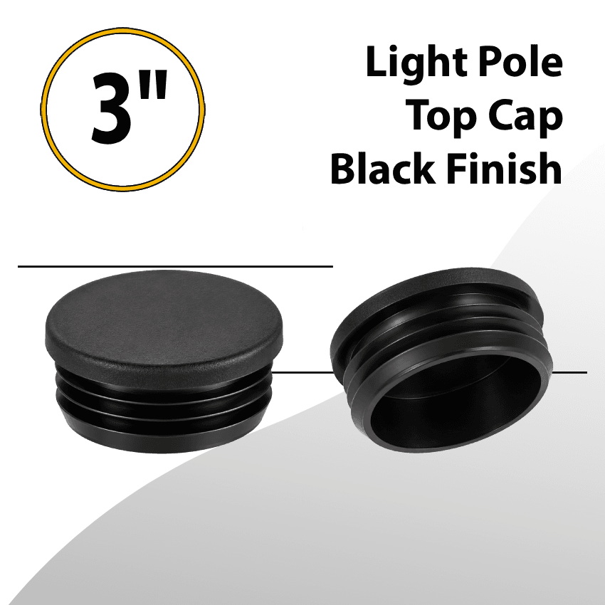 Light Pole Top Cap 3 Inch Black Finish