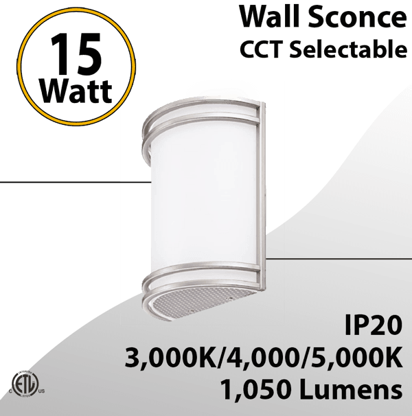 Led Wall Sconce 15W CCT selectable 3000 4000 5000