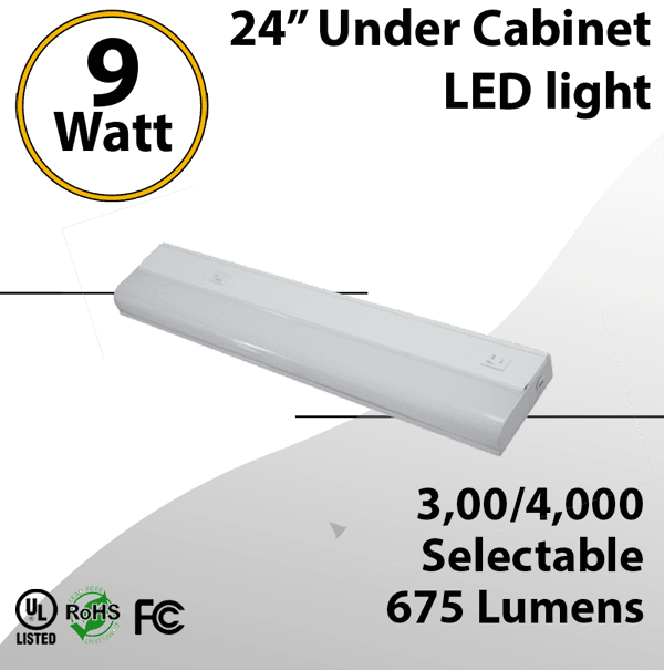 LED Under-Cabinet Light: Kitchen Cabinet Mountable 24", Adjustable CCT, 9W