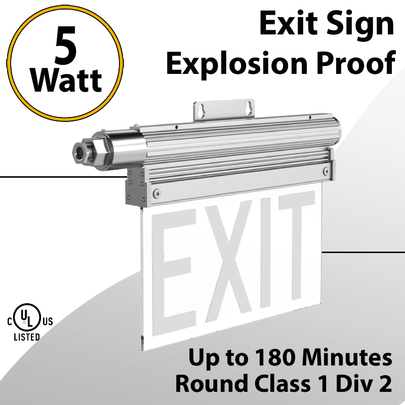 Emergency Exit Sign -Transparent- Explosion Proof Class I Division 2