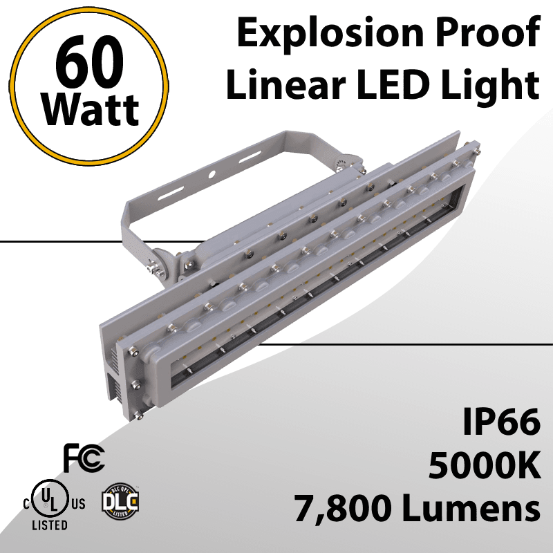 LED Explosion Proof Light Linear Gross Class 1 Div 2 60W 7800Lm 5000K