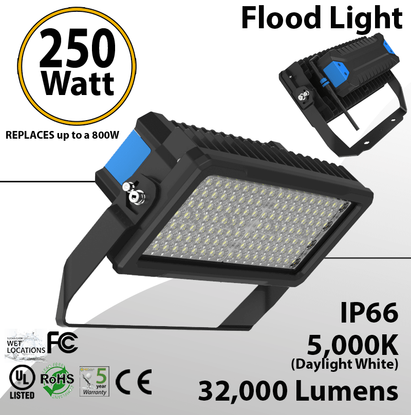 LED Floodlight 250W 32000 Lm 5000K IP66 CE UL