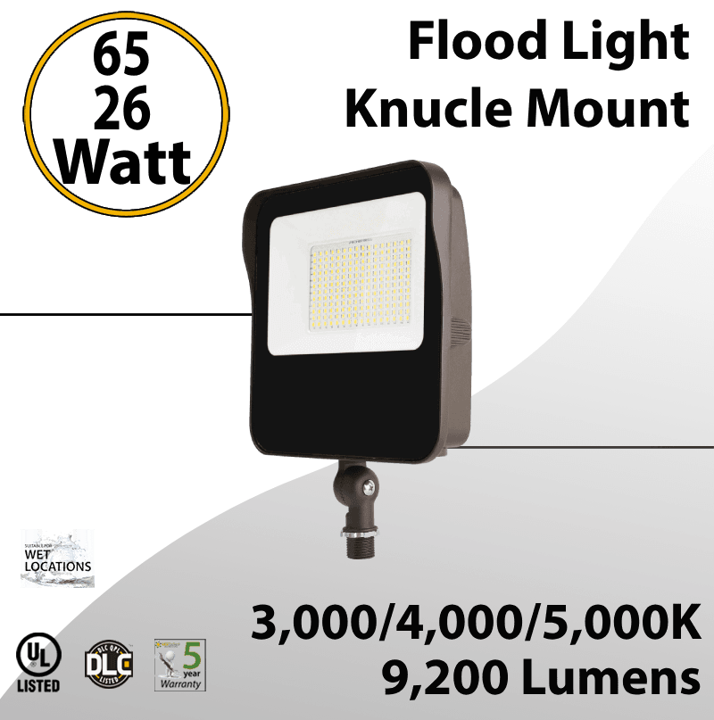 LED Flood Light Knucle Mount 65W-26W 9200Lm 3000K 4000K 5000K