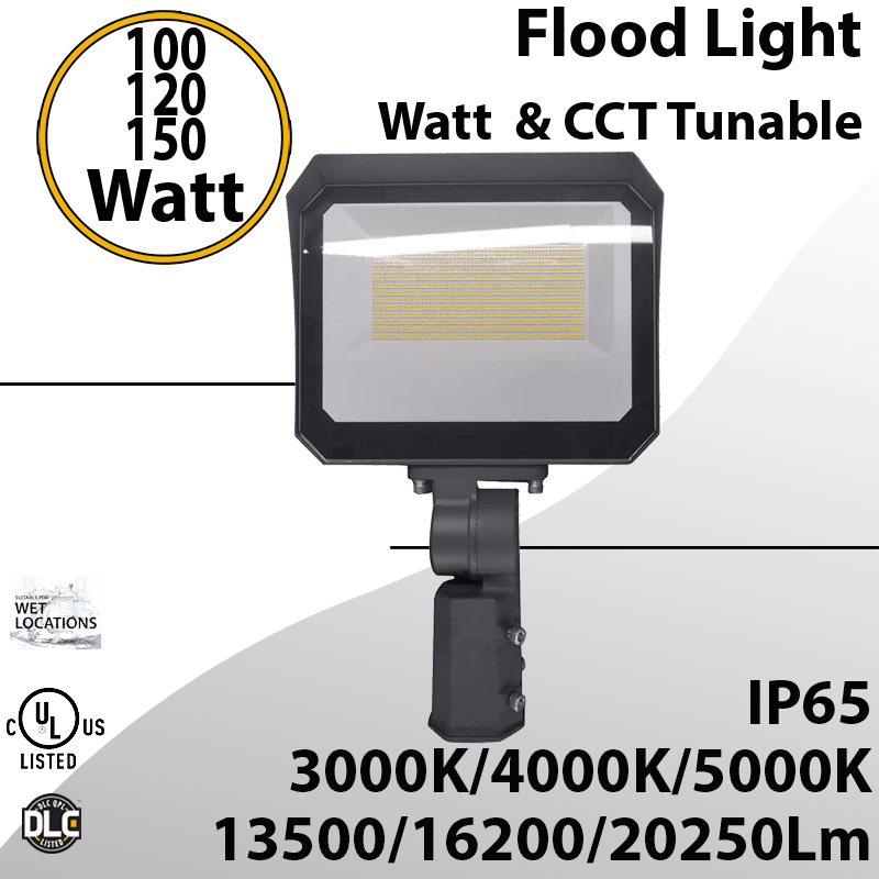 LED Flood Light Tunable 100W 120W 150W 30K/40K/50K SlipFitter