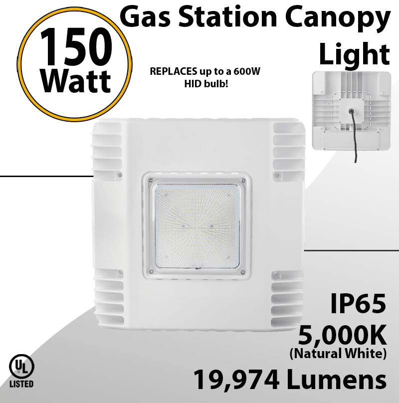 LED Canopy Light for Gas Station | 150W 19974 Lumens 5000K