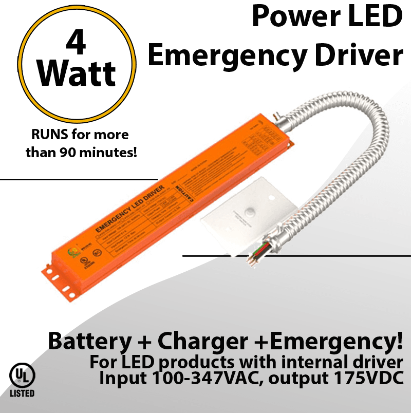 LED External Emergency Driver 4 Watt Field Installable UL 100-347VAC