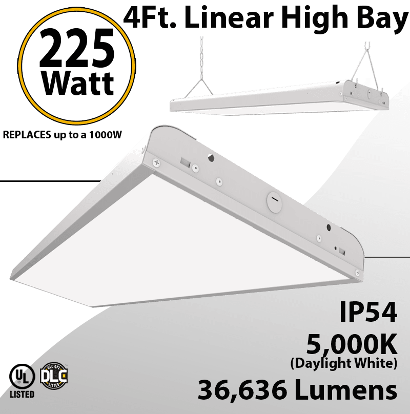 Linear High Bay Linear Fixture 225W 36636Lm 5000K 100-277V