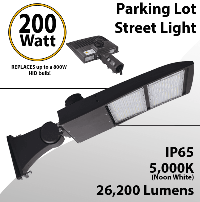 Street Light LED 200W Shoebox or parking lot fixture 26200Lm 5000K UL IP67 DLC