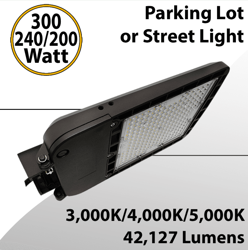 LED Street Light Tunable 300/240/200W 42127Lm 3 CCT UL IP66 DLC