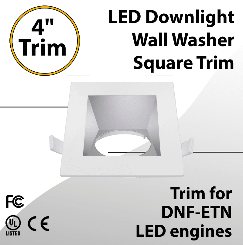 LED Downlight 4 inch Square Wall Washer Trim