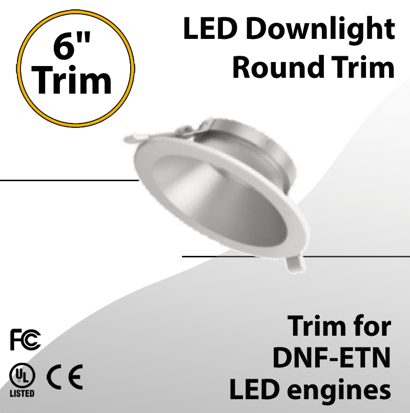 LED Downlight 6 inch Round Trim