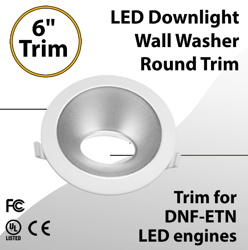 LED Downlight 6 inch Wall Washer Round Trim