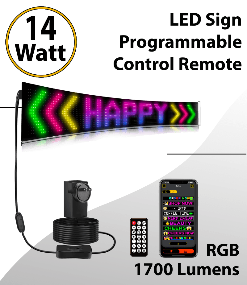Programmable Led Signs Full Color 52inch x 8inch