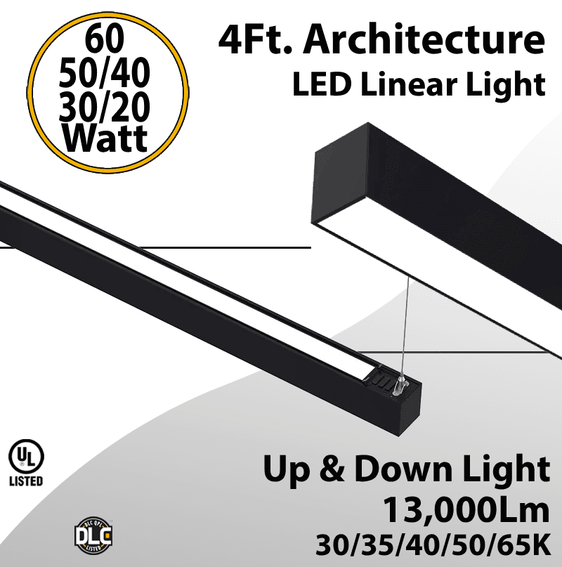 4FT Architectural LED Linear Light Up & Down 60/50/40/30/20W 5CCT