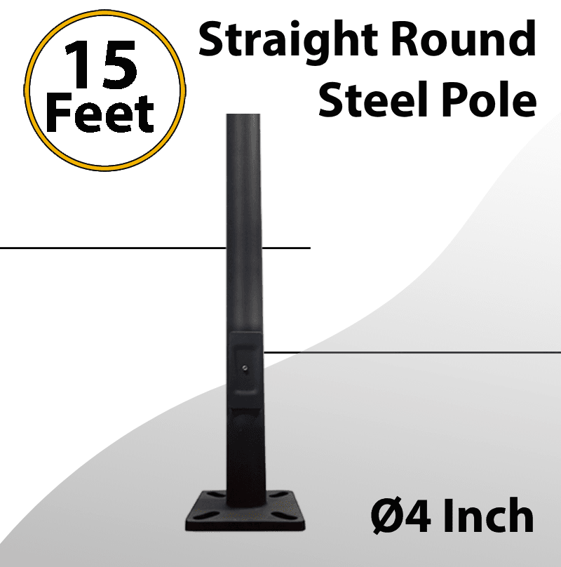 Light Post 15Ft Tall x 4 Inch 11G Wall Straight Round Steel Dark Bronze