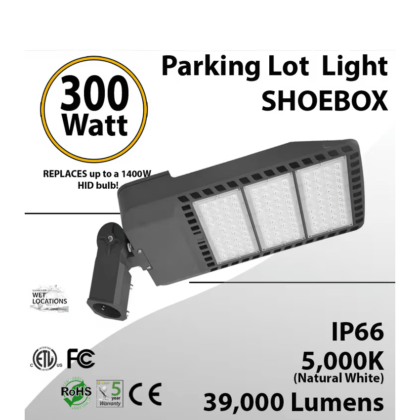 300W Parking lot light 39000 Lm 5000K V 7.0
