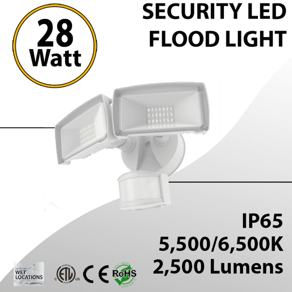 Motion Activated 28W LED Security Light 2CCT - Durable Outdoor Lighting
