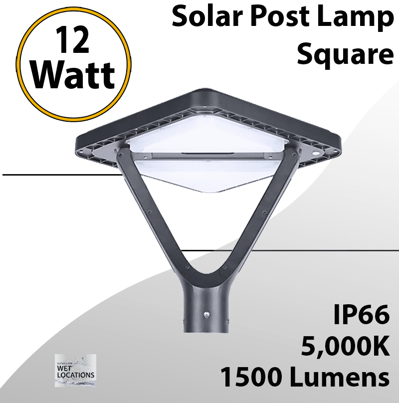 Solar Post Top Lamp Square 20Ah Battery 1500Lumen