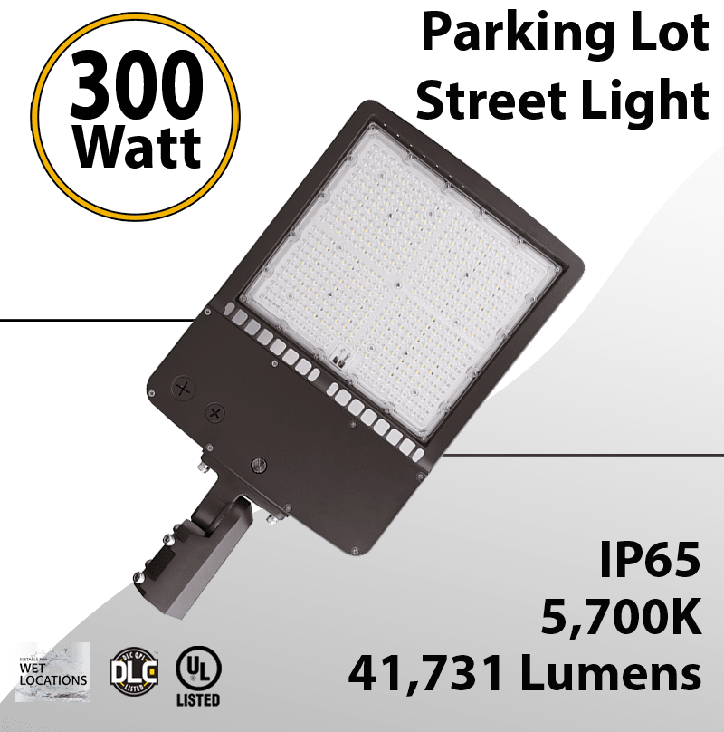 300W LED Shoebox Area Light | High Efficiency, Dimmable & Durable