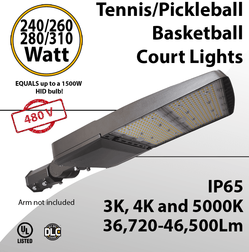 Court Lights 480V 240/260/280/310W up to 46500Lm 3CCT 3000K 4000K 5000K