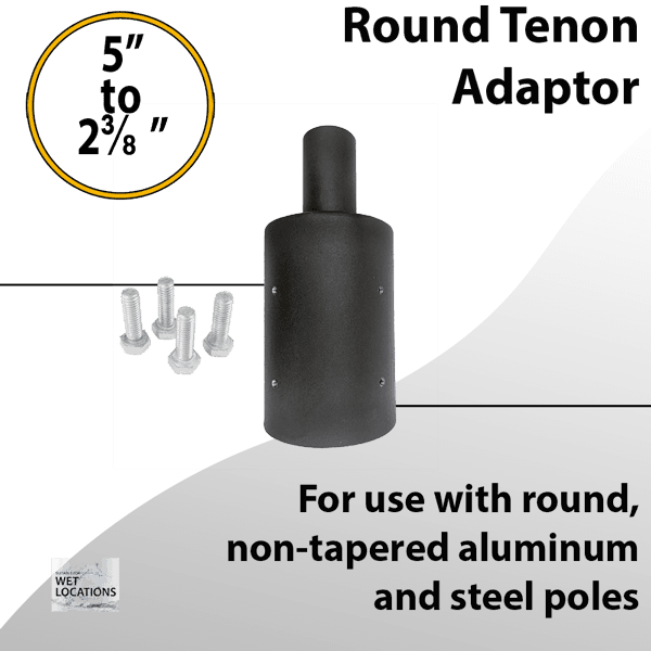 Light pole tenon reducer for 5" round pole to 2-3/8"