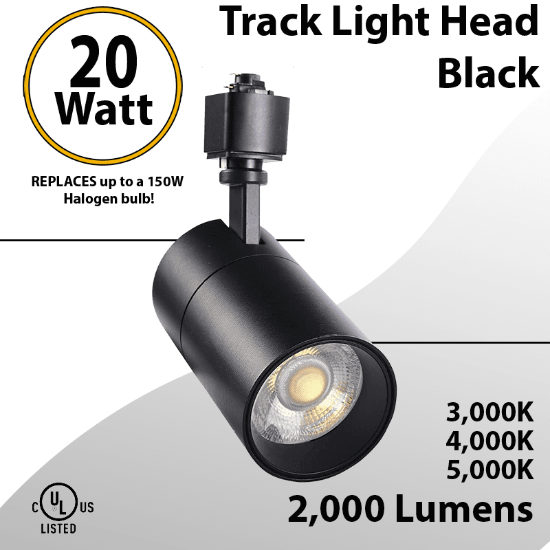 Track Lighting Head 20W 36Deg 2000LM CCT Selectable Black