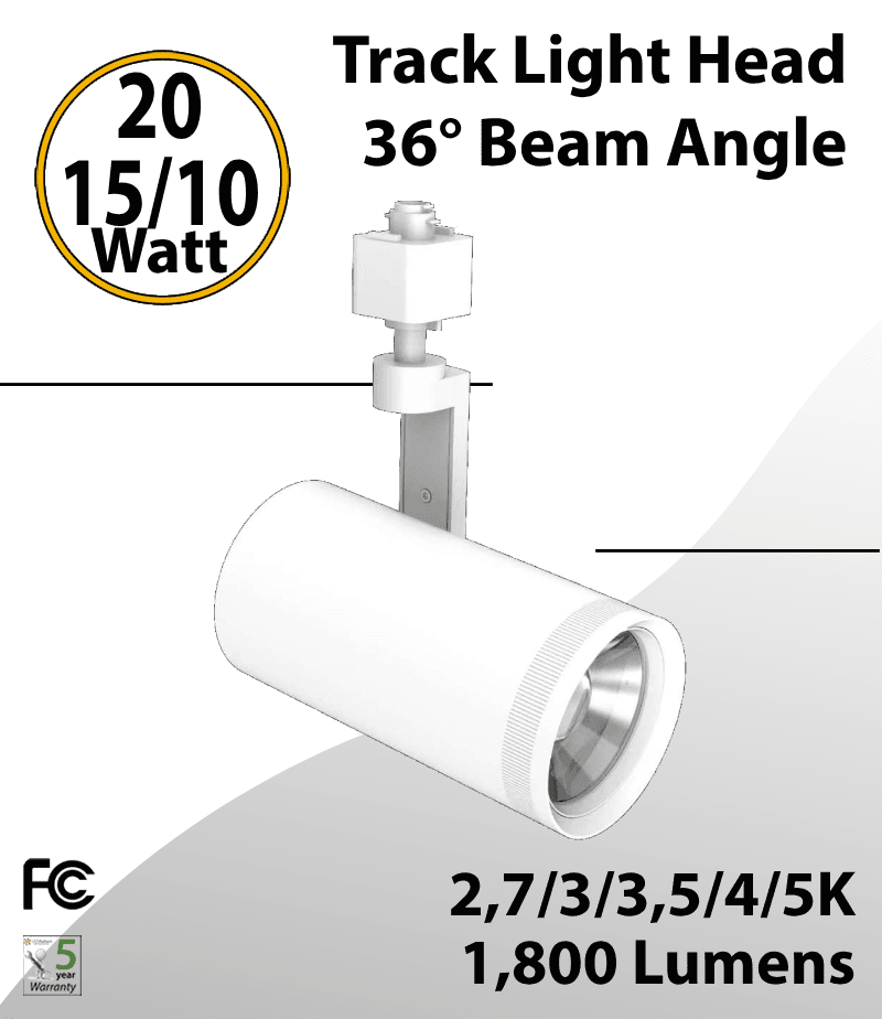 Track light Head 20/15/10W White 36° 27/30/35/40/50K 1800Lm