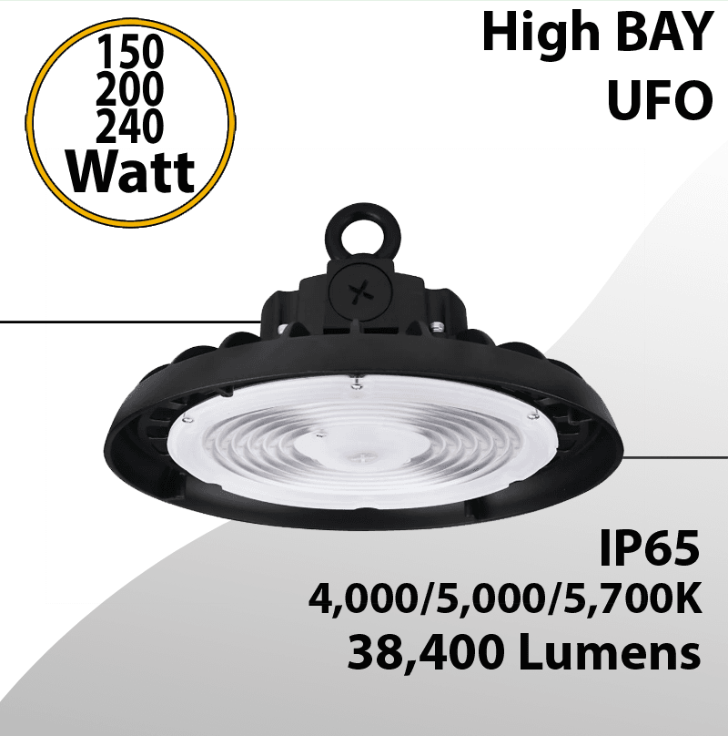 High Bay LED Lights 150-240W UFO W/Optional Plug-Play Occupancy Sensor