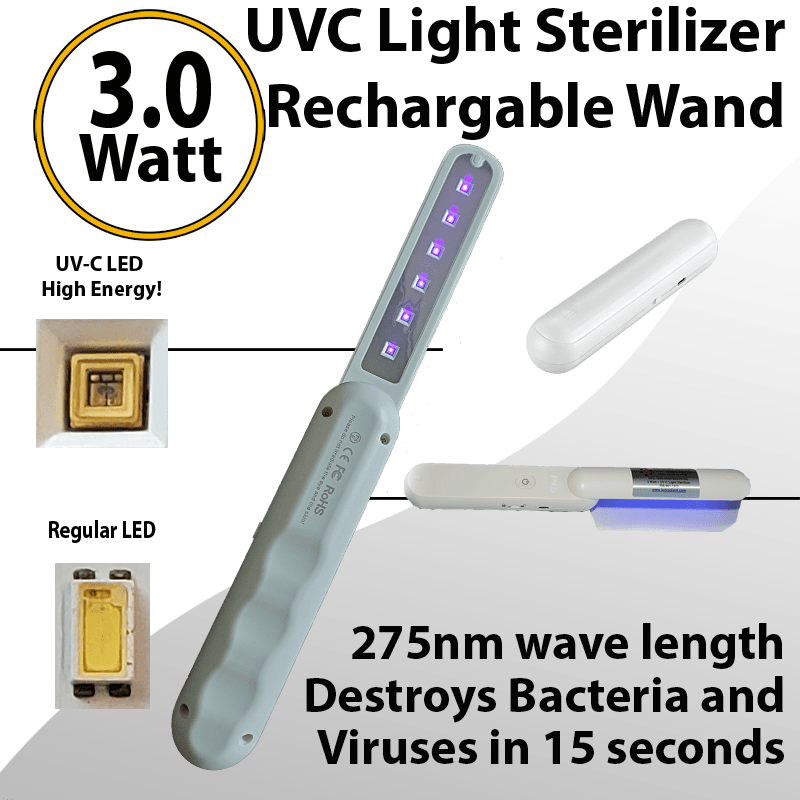 UV Light Sterilizer Wand 275nm 3W portable to End Virus and Bacteria