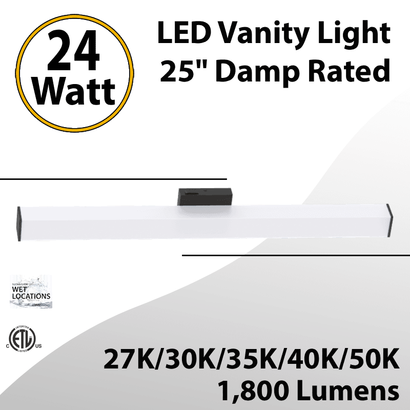 LED Vanity Light 18" 20W 2000Lm 5CCT Selectable Damp Rated