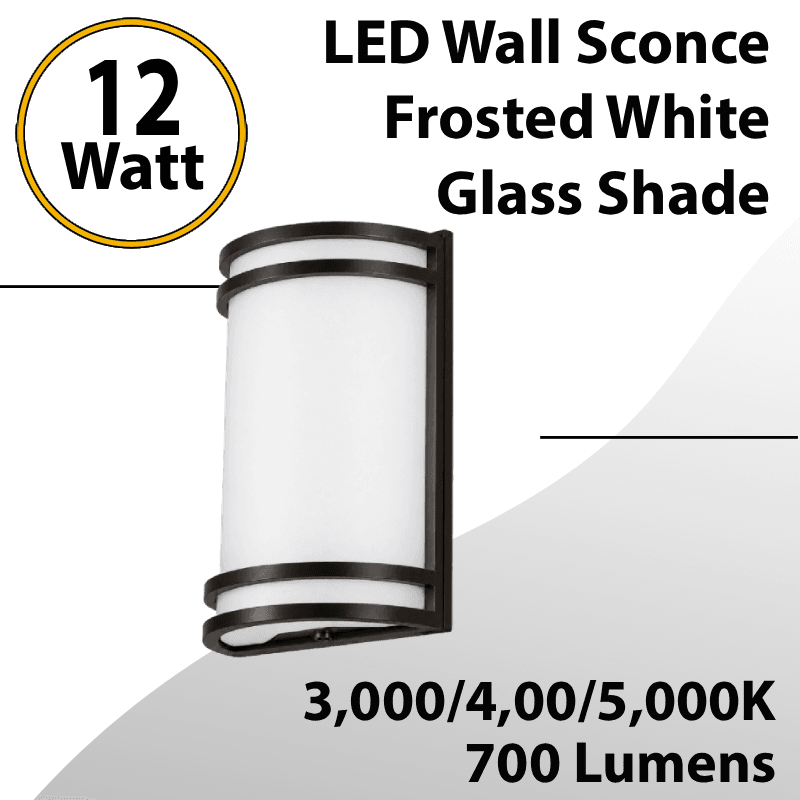 LED Outdoor Wall Sconce Lantern 12W 1200Lm 27/30/35/40/50K Wet Location